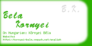 bela kornyei business card