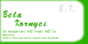 bela kornyei business card